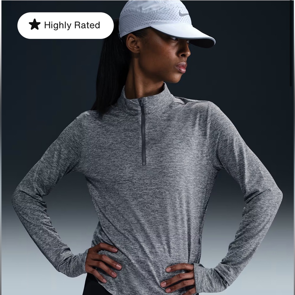 Nike Swift, Grey, Women’s Dri-FIT UV 1/4 -Zip Running Top, XS